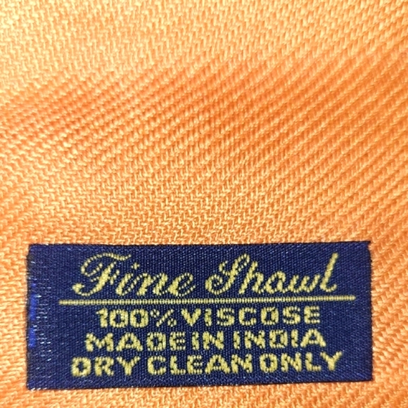 Scarf Wrap Peach Pastel Orange Knotted Fringe Monochrome Claddic Timeless - Picture 6 of 7